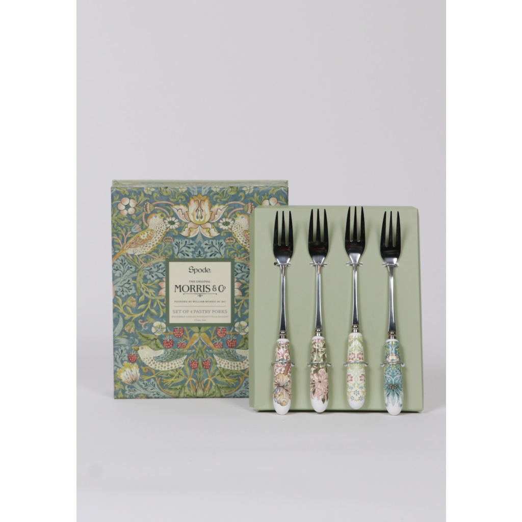 Morris & Co x Spode Floral Multipattern Mint Green Pastry Fork (4)